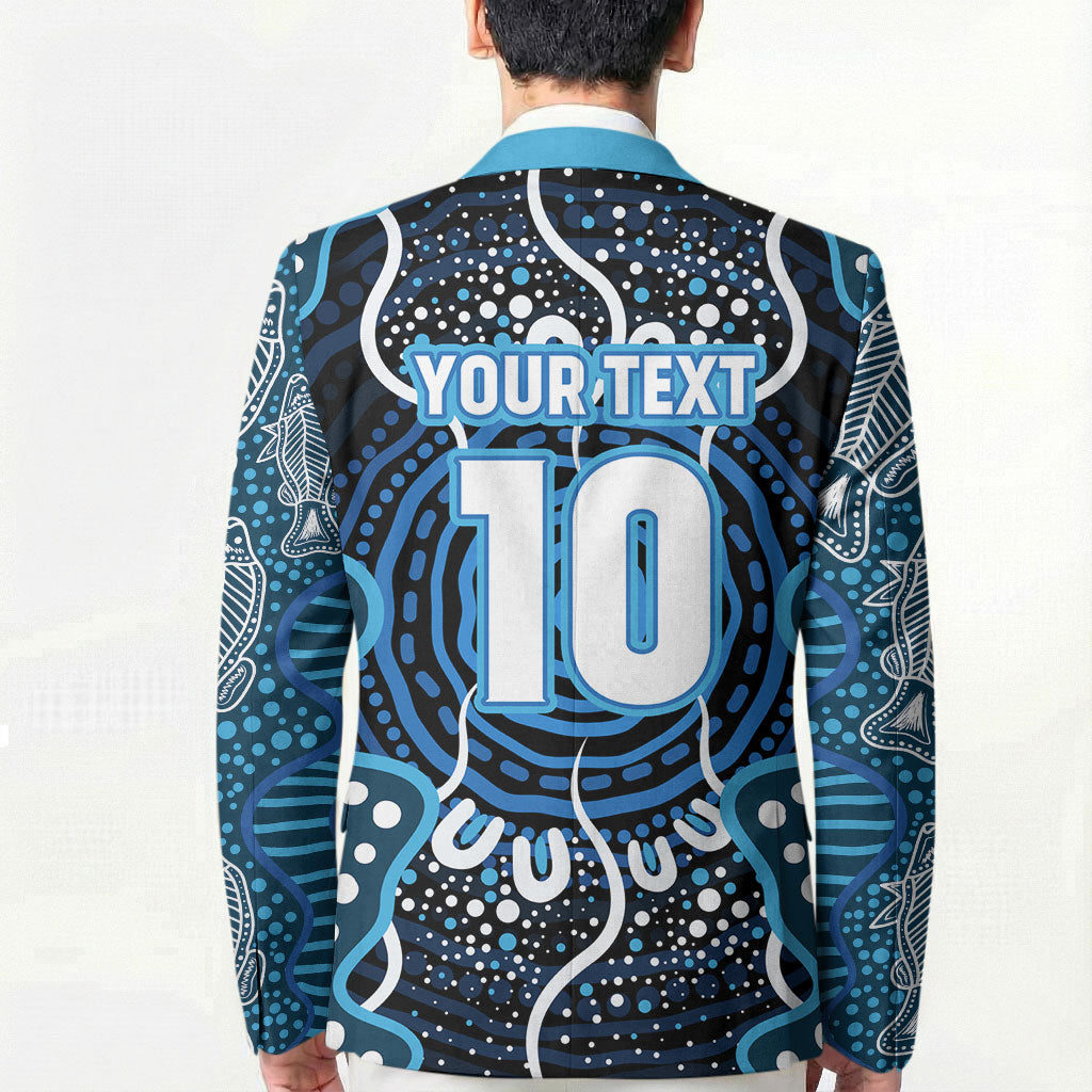 Custom Barramundi Fishing Blazer Indigenous Aboriginal Dot Art Blue Fish