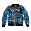 Custom Barramundi Fishing Bomber Jacket Indigenous Aboriginal Dot Art Blue Fish