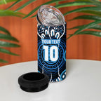 Custom Barramundi Fishing 4 in 1 Can Cooler Tumbler Indigenous Aboriginal Dot Art Blue Fish