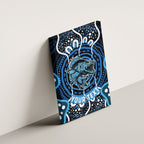Custom Barramundi Fishing Canvas Wall Art Indigenous Aboriginal Dot Art Blue Fish