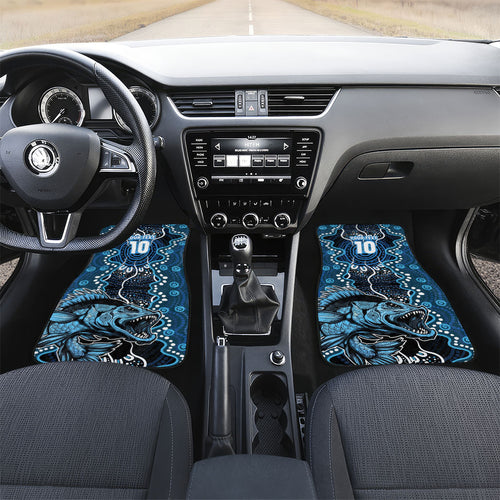 Custom Barramundi Fishing Car Mats Indigenous Aboriginal Dot Art Blue Fish