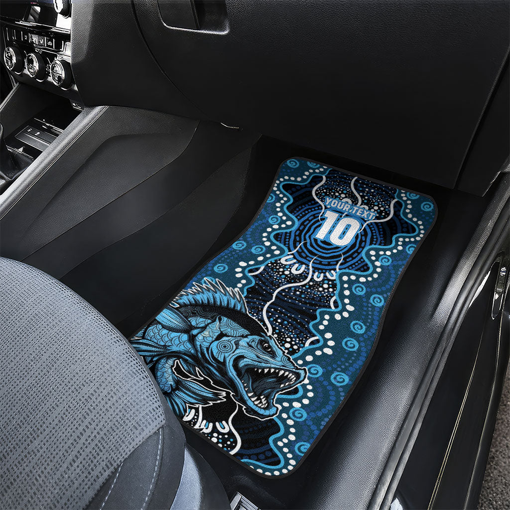 Custom Barramundi Fishing Car Mats Indigenous Aboriginal Dot Art Blue Fish