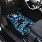 Custom Barramundi Fishing Car Mats Indigenous Aboriginal Dot Art Blue Fish