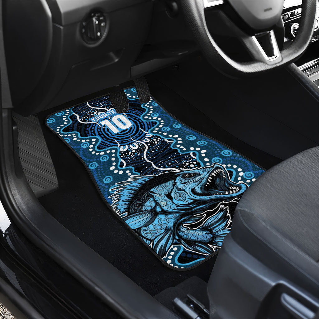 Custom Barramundi Fishing Car Mats Indigenous Aboriginal Dot Art Blue Fish