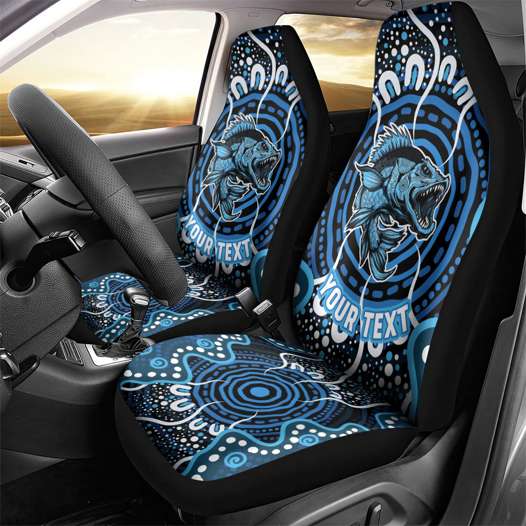 Custom Barramundi Fishing Car Seat Cover Indigenous Aboriginal Dot Art Blue Fish