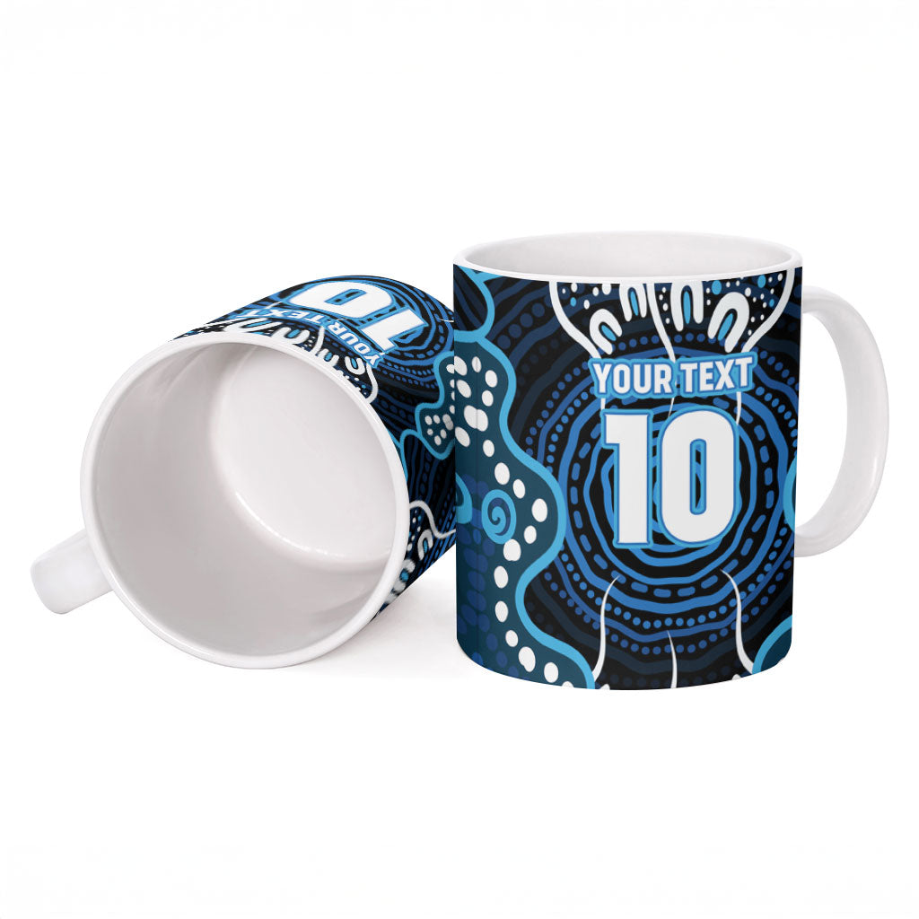 Custom Barramundi Fishing Ceramic Mug Indigenous Aboriginal Dot Art Blue Fish