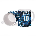Custom Barramundi Fishing Ceramic Mug Indigenous Aboriginal Dot Art Blue Fish