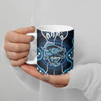 Custom Barramundi Fishing Ceramic Mug Indigenous Aboriginal Dot Art Blue Fish