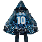 Custom Barramundi Fishing Cloak Indigenous Aboriginal Dot Art Blue Fish