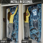 Custom Barramundi Fishing Door Cover Indigenous Aboriginal Dot Art Blue Fish