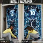 Custom Barramundi Fishing Door Cover Indigenous Aboriginal Dot Art Blue Fish