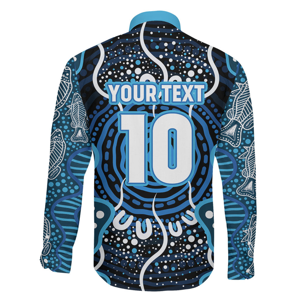 Custom Barramundi Fishing Family Matching Puletasi and Hawaiian Shirt Indigenous Aboriginal Dot Art Blue Fish