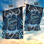 Custom Barramundi Fishing Garden Flag Indigenous Aboriginal Dot Art Blue Fish