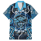 Custom Barramundi Fishing Hawaiian Shirt Indigenous Aboriginal Dot Art Blue Fish