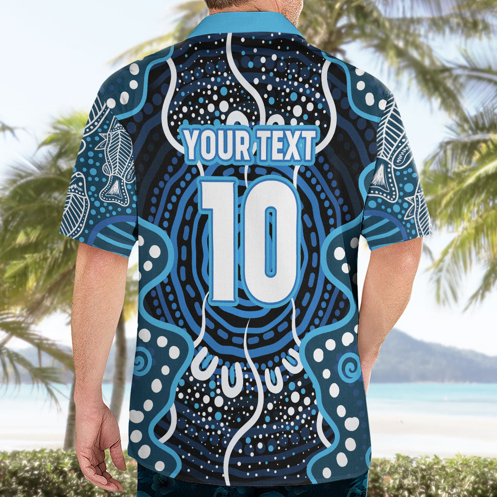 Custom Barramundi Fishing Hawaiian Shirt Indigenous Aboriginal Dot Art Blue Fish