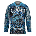 Custom Barramundi Fishing Hockey Jersey Indigenous Aboriginal Dot Art Blue Fish