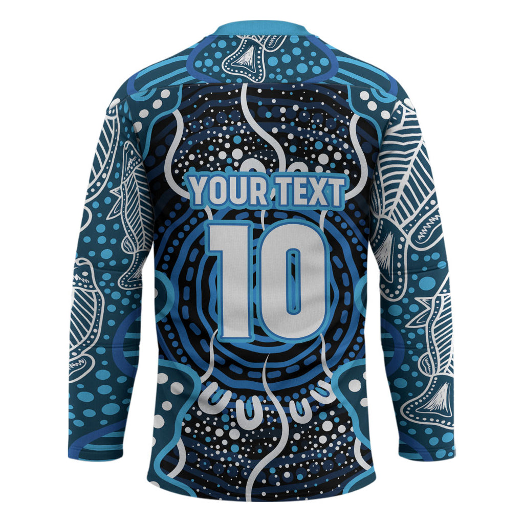 Custom Barramundi Fishing Hockey Jersey Indigenous Aboriginal Dot Art Blue Fish