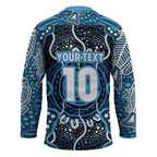 Custom Barramundi Fishing Hockey Jersey Indigenous Aboriginal Dot Art Blue Fish