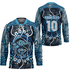 Custom Barramundi Fishing Hockey Jersey Indigenous Aboriginal Dot Art Blue Fish