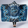 Custom Barramundi Fishing Hooded Blanket Indigenous Aboriginal Dot Art Blue Fish
