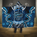 Custom Barramundi Fishing Hooded Blanket Indigenous Aboriginal Dot Art Blue Fish