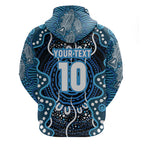 Custom Barramundi Fishing Hoodie Indigenous Aboriginal Dot Art Blue Fish