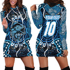 Custom Barramundi Fishing Hoodie Dress Indigenous Aboriginal Dot Art Blue Fish