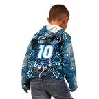 Custom Barramundi Fishing Kid Hoodie Indigenous Aboriginal Dot Art Blue Fish