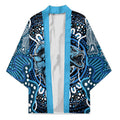 Custom Barramundi Fishing Kimono Indigenous Aboriginal Dot Art Blue Fish
