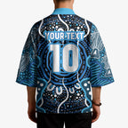 Custom Barramundi Fishing Kimono Indigenous Aboriginal Dot Art Blue Fish