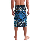 Custom Barramundi Fishing Lavalava Indigenous Aboriginal Dot Art Blue Fish