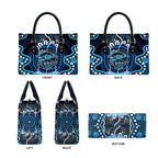 Custom Barramundi Fishing Leather Bag Indigenous Aboriginal Dot Art Blue Fish