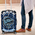 Custom Barramundi Fishing Luggage Cover Indigenous Aboriginal Dot Art Blue Fish