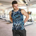 Custom Barramundi Fishing Men Tank Top Indigenous Aboriginal Dot Art Blue Fish