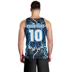 Custom Barramundi Fishing Men Tank Top Indigenous Aboriginal Dot Art Blue Fish