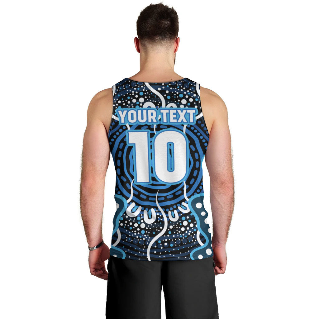 Custom Barramundi Fishing Men Tank Top Indigenous Aboriginal Dot Art Blue Fish