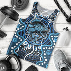 Custom Barramundi Fishing Men Tank Top Indigenous Aboriginal Dot Art Blue Fish