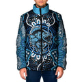 Custom Barramundi Fishing Padded Jacket Indigenous Aboriginal Dot Art Blue Fish