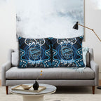 Custom Barramundi Fishing Pillow Cover Indigenous Aboriginal Dot Art Blue Fish