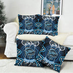 Custom Barramundi Fishing Pillow Cover Indigenous Aboriginal Dot Art Blue Fish