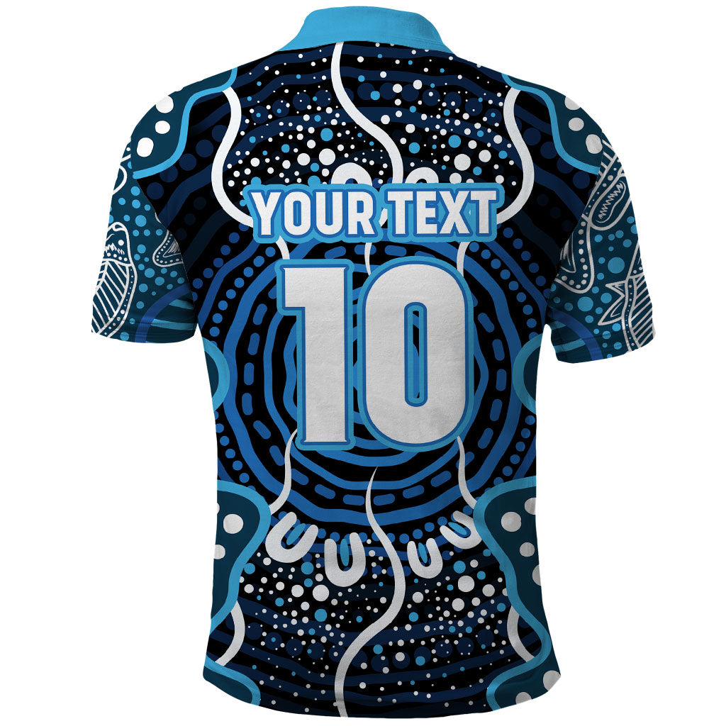Custom Barramundi Fishing Polo Shirt Indigenous Aboriginal Dot Art Blue Fish