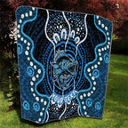 Custom Barramundi Fishing Quilt Indigenous Aboriginal Dot Art Blue Fish