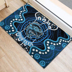 Custom Barramundi Fishing Rubber Doormat Indigenous Aboriginal Dot Art Blue Fish