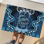 Custom Barramundi Fishing Rubber Doormat Indigenous Aboriginal Dot Art Blue Fish