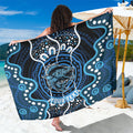 Custom Barramundi Fishing Sarong Indigenous Aboriginal Dot Art Blue Fish