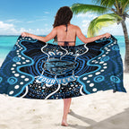 Custom Barramundi Fishing Sarong Indigenous Aboriginal Dot Art Blue Fish