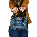 Custom Barramundi Fishing Shoulder Handbag Indigenous Aboriginal Dot Art Blue Fish