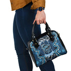 Custom Barramundi Fishing Shoulder Handbag Indigenous Aboriginal Dot Art Blue Fish