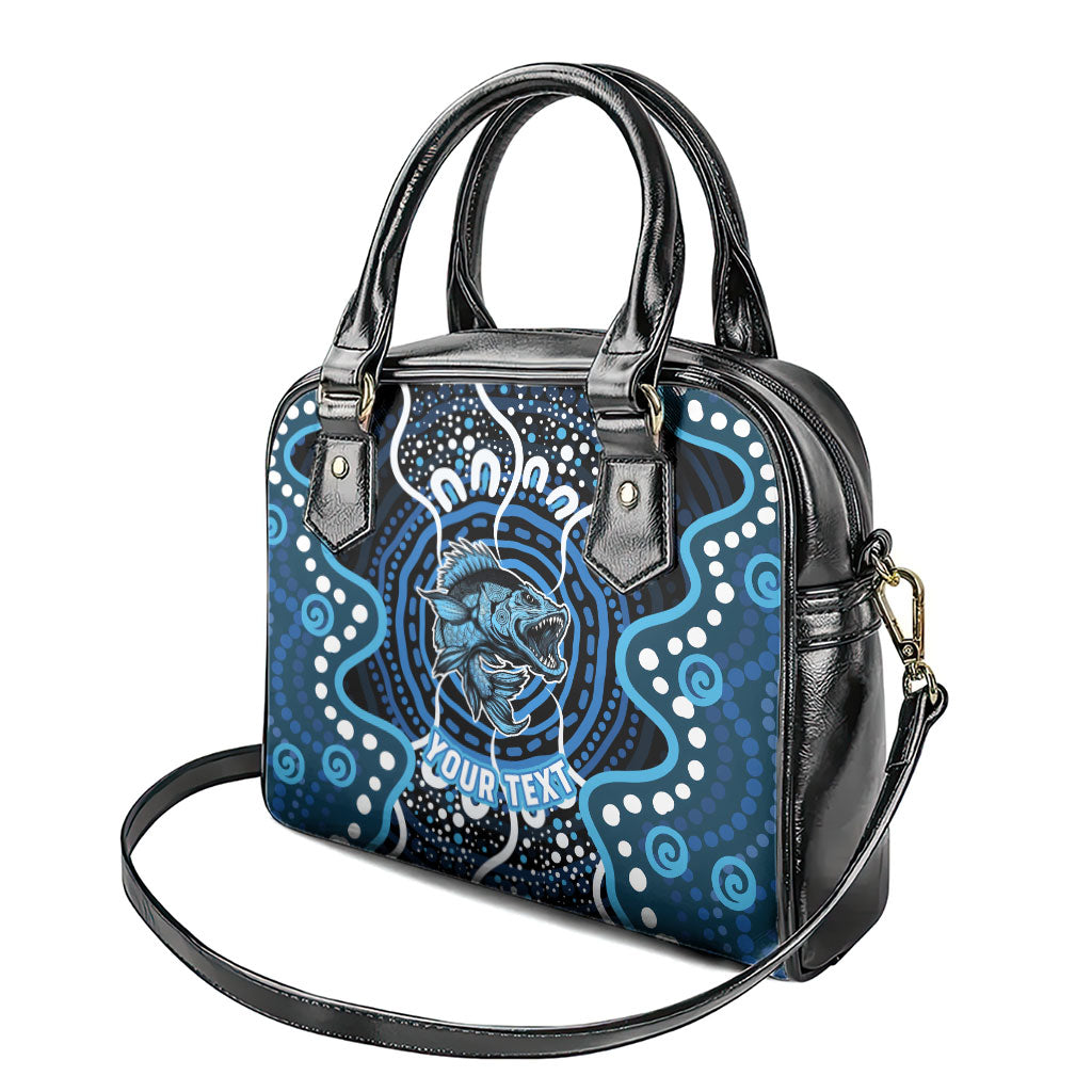 Custom Barramundi Fishing Shoulder Handbag Indigenous Aboriginal Dot Art Blue Fish