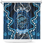 Custom Barramundi Fishing Shower Curtain Indigenous Aboriginal Dot Art Blue Fish